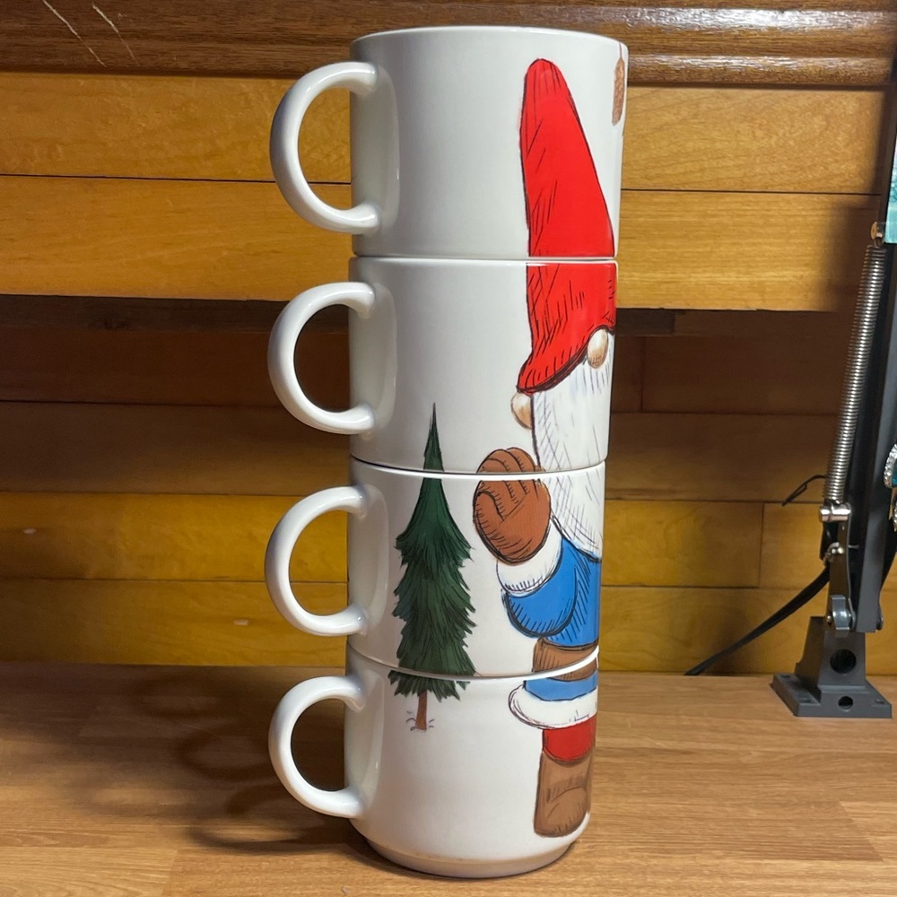 Stack of Gnome Coffee Cups